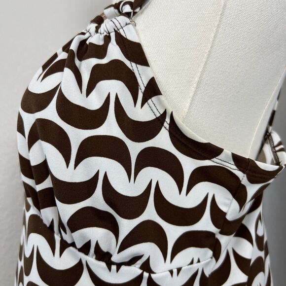 VTG Attention Top Womens Medium White Brown Crescent Moon Babydoll Y2K Retro - Picture 4 of 10